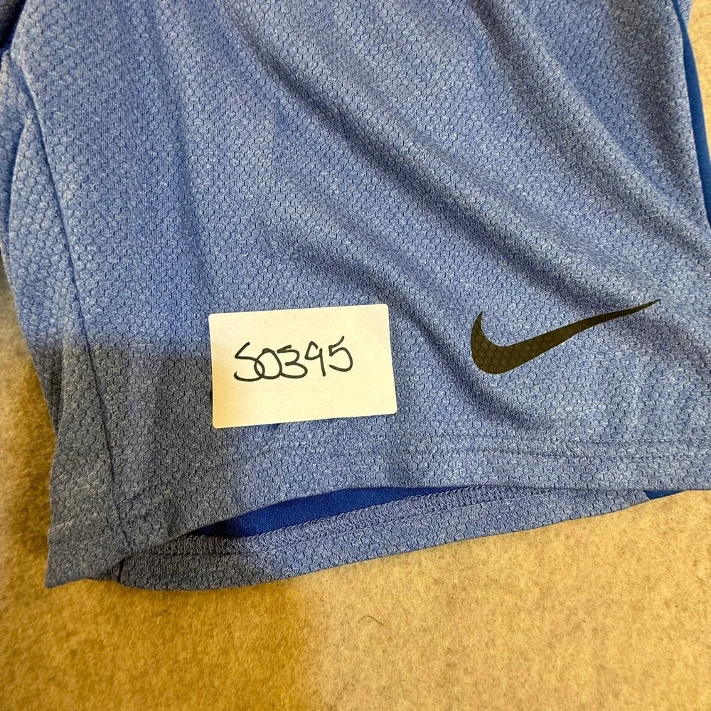 Nike Dri-FIT Mens Training Shorts Blue Textured Knit Elastic Waist Small